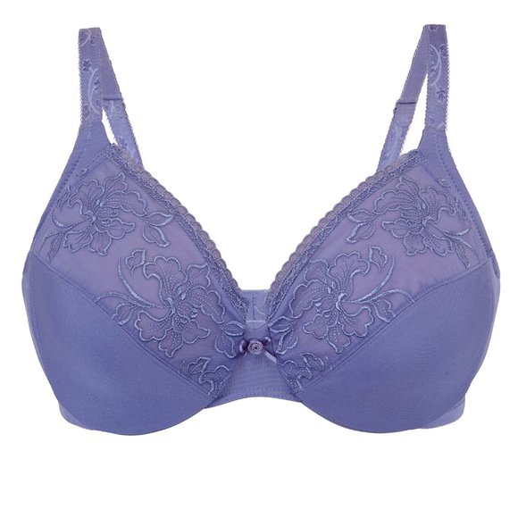 Set of 3! 34D Glamorise ELEGANCE Bra (UNDERWIRED) Embroidered SUPPORT PURPLE NEW - Picture 1 of 14